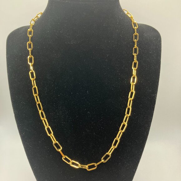 Paperclip Cable Chain Real 18K Gold Plated over Stainless Steel NEW 18 inches - Picture 1 of 3